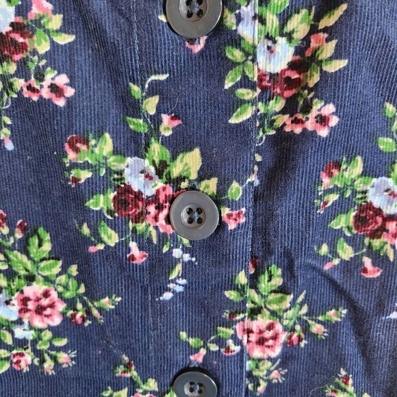 Vermont Country Store button up corduroy tank floral dress Prarie maxi MEDIUM - Picture 2 of 10